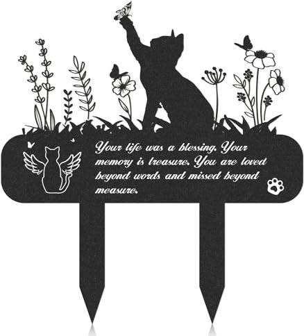 Pet Memorial Plaques Cat Stake - Cat Memorial Grave Garden Decorations Personalised Waterproof Mental Cemetery Decor Personalised Pet Memorial Gifts For Garden Sympathy Garden Stake Markers Ornaments