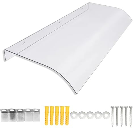 Toldo Curvo Transparente de Policarbonato para Puerta y Ventana Terraza Patio Refugio Exterior Impermeable Proteccion UV Facil de Instalar