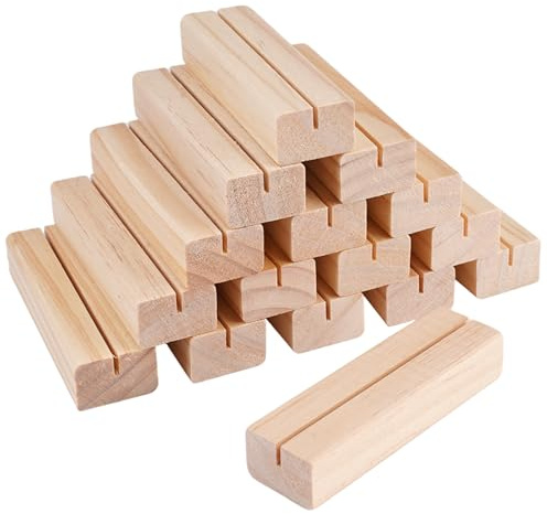 Jinsion 16 Pezzi Portacarte in Legno, 10x3x2cm Supporti in Legno per Segnaposto Segnaposto Legnos da Tavolo Porta Menu da Tavolo per Menu, Cartoline e Foto durante Matrimoni, Feste ed Eventi