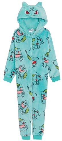 Tutina Pokémon per bambini e ragazze, con cappuccio e vestito tutto in uno, pigiama in pile con cappuccio 3D e cerniera per abbigliamento da camera, 5-6 Years