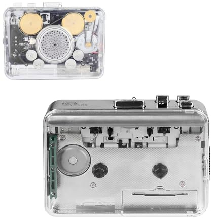 Plyisty Reproductor de Casete Estéreo con Altavoz Incorporado, Convertidor de Cinta Transparente a MP3 a Través de USB, Digitalizador de Doble Canal de Sonido Claro, Dispositivo de
