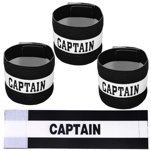 MBSIVSA 3pcs Brazalete Capitan Personalizado, Brazalete Capitan Futbol, Adecuadas para Rugby, Fútbol, Hockey, Negro