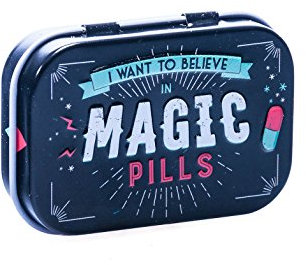 Nostalgic-Art Retro Pillendose, 4 x 6 x 1,6 cm, Magic Pills – Geschenk-Idee für Nostalgie-Fans, mit Pfefferminz-Dragees, Vintage Design