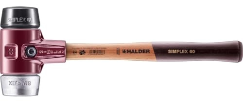 Halder 3029.060 Simplex 4 lb. Soft-Face Mallet with Black Rubber and Aluminum Inserts, Cast Iron Housing, and Wood Handle