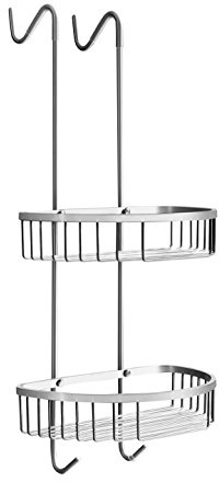 Ambrosya® | Piatto Doccia Esclusivo in Acciaio Inox | Vasca da Bagno Doccia Cestino Supporto mensola Staffa Appendere Cesto Appeso Scaffale ripiano (Acciaio Inossidabile (Spazzolato), 2 Piani)