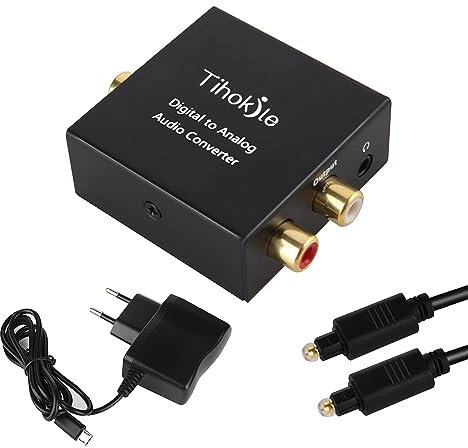 DA Wandler, 192KHz DAC Digital zu Analog Wandler Audio Adapter, SPDIF Toslink zu Analog RCA Konverter für HDTV Blu-ray DVD PS3 Sky