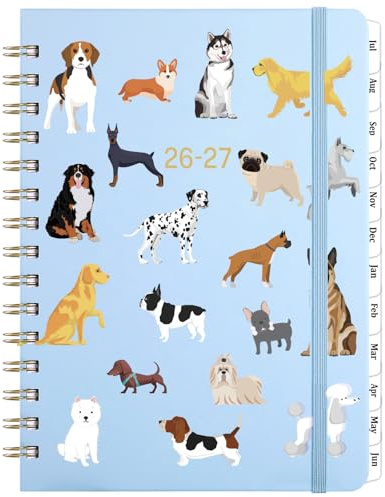 Planner 2026-2027 - Academic Planner 2026-2027, 26-27 Weekly & Monthly Planner with Tabs, Jul. 2026 - Jun. 2027, 6.5 x 8.5, Hardcover with Back Pocket + Thick Paper + Banded, Twin-Wire Binding - Cute Dogs
