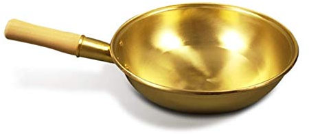 Pure Copper Wok Pan Copper Pot Thickened Wooden Handle Frying Pan Brass Frying Pan Cookware (Color : Copper pot 34cm)