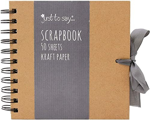Sixstore Kraft - Álbum de recortes cuadrado pequeño/mediano/grande, papel kraft de calidad con cinta (marrón, pequeño, 15 cm x 15 cm, 50 hojas)