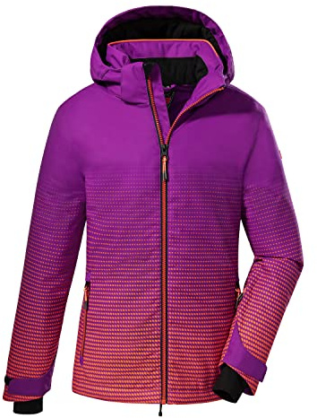 Killtec Girl's Chaqueta de esquí/chaqueta funcional con capucha y protección contra la nieve KSW 158 GRLS SKI JCKT, neon pure orchid, 116, 38490-000