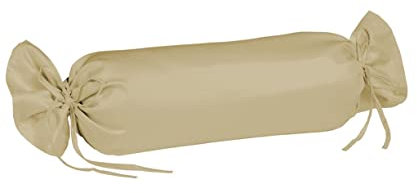 sleepling Satin Kissenbezug, Kissenhülle Nackenrolle aus 100% seidig weicher Baumwolle, Bezug Zierkissen, 60 Grad, Ökotex 100, Made in EU, 15 x 40 cm, beige