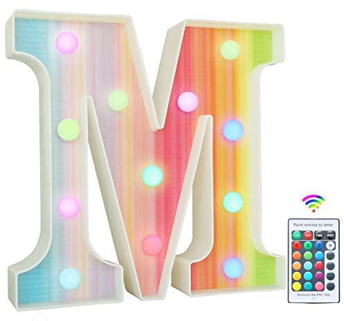 Lettres lumineuses arc-en-ciel à DEL colorées, 16 couleurs changeantes, cadeaux pour filles, femmes, décorations de fête, d'anniversaire, veilleuse, Noël, Saint-Valentin, décoration de table murale –