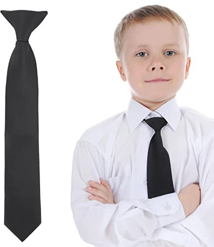 Yolev 14 Inch Boy's Clip-on Ties Solid Color Clip-on Ties Pre-tied Neckt Adjustable Neck Strap Tie for Wedding Graduation