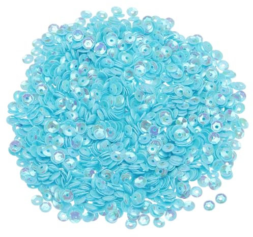 QUARKZMAN Lose Pailletten 4MM Glitzer Pailletten 3000 Stück Becher-Pailletten Stickerei-Pailletten für Schmuckherstellung Basteln Nähen, Hellblau