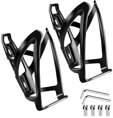Peiyee 2 Pcs Soporte para Botella De Agua Ligero,Soporte Universal para Bebidas De Bicicleta,Portabotellas De Bicicleta para Bicicletas, Bicicletas De MontañA, Bicicleta De Carretera, MTB (Negro)