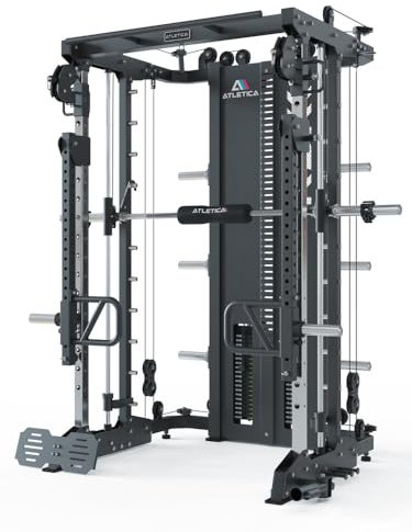 ATLETICA KSK Multipresse Set | Move | Set aus KSK Multipresse inkl. Anbauteile Jammer Arms und Leg Press | 2x90kg Weight Stack | Power Rack, Smith Machine & Dualer Kabelzug