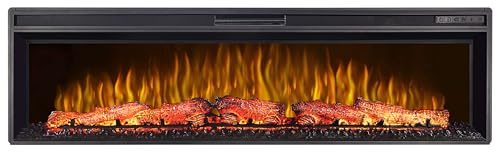 ArtiFlame AF60 Elektrisk kamin infälld, flerfärgad med uppvärmning, 1 600 W, realistisk 3D-flamma, LED-belysning, fjärrkontroll, timer, termostat, sprakande effekt, svart