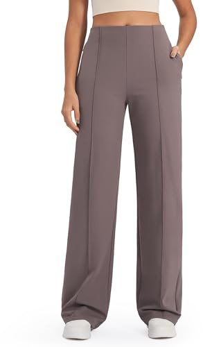 G4Free vida ben yogabyxor för kvinnor med fickor hög midja stretchiga affärsbyxor eleganta lediga klänningsbyxor lösa petite/vanliga/höga, Taupe-petite 29, XL/Liten