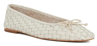 Dune London Ladies Heat Woven Leather Bow Detail Ballet Pumps Size UK 6 Ecru