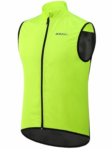 qualidyne Men's Cycling Vest Full Zip Windproof Bike Tank Top Reflective Sleeveless Cycling Jacket