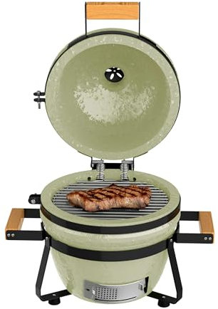 Cecotec Keramikgrill Holzkohlegrill DragonFire 3200. Beständig bis 1000 ºC, Durchmesser 32 cm, Rise & Feast System, Hermetische Kammer, Sichere Räder, Integriertes Thermometer, Griff, Räuchern, Backen