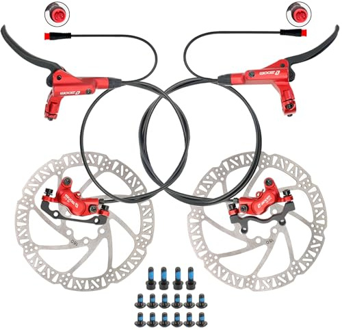 Zoom HB876E Freins à disque hydrauliques pour e-Bike – Système de coupure moteur 2/3-broches, étriers 4 pistons, leviers pré-remplis, rotors 160 mm, kit prêt à installer
