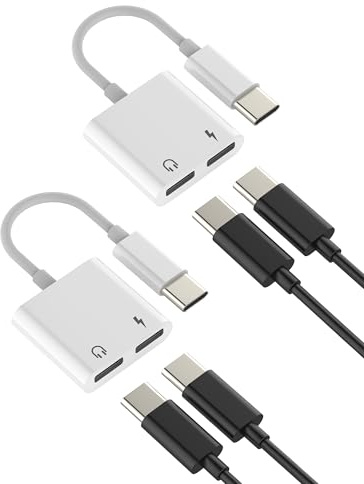 Adattatore Doppio USB C Cuffie Jack(2pack)per iPhone 16 15 Pro Max Tipo C Cavo Aux Audio Ricarica Splitter compatibile per Samsung S25 per Apple Type C Auricolari Caricatore Adapter per iPad Accessori