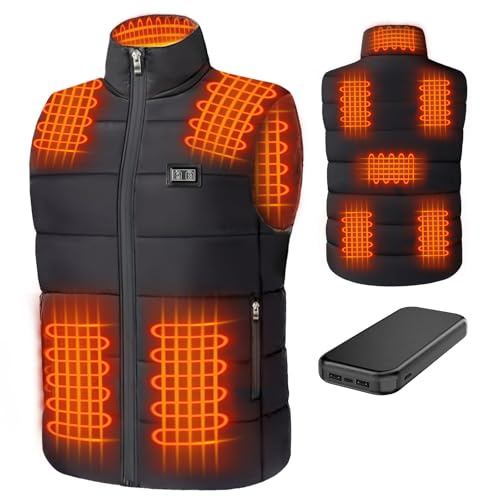 veorkide Gilet Chauffant pour Hommes et Femmes - Veste Chauffante avec 8 Zones de Chauffage Indépendantes & 3 Niveaux Durable Étanche (FR/ES, Alpha/lettres, TG, Taille normale, Taille normale)