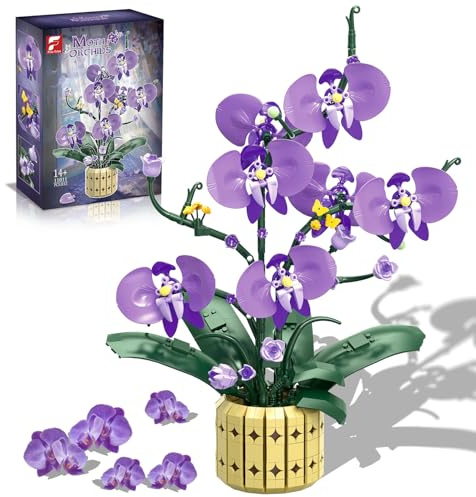 Kit de Construction de Fleurs orchidee en Briques Blocs de Construction Plantes botanical orchidée Bouquet de Fleurs Ensemble fleur orchidée Botanique pour la Maison Cadeau pour Filles et Adultes 832p