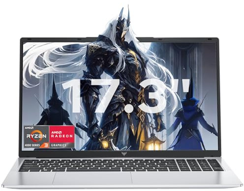 Tivique 17.3 inch Laptop with Quad-Core Ryzen 4300U Processor up to 3.7GHz (Beat i7-7700HQ) 16GB RAM DDR4*2 512GB M.2 SSD Computer, WiFi 5, BT5.2, USB3.2, HDMI, Type-C,1080 FHD, 62.7Wh Long-Battery