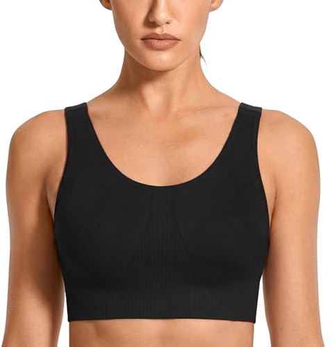 Uniexcosm Adjustable Sports Bra for Women, Padded Wireless Medium Support Bra Top Seamless Comfort Full Coverage Bralette Vest Gym Yoga Running Bra for Workout Everyday Wear,Black,M