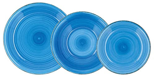 Quid Vita Azul Vajilla Cerámica Apto Microondas Seque Los Platos Por Las Dos Caras Después De Cada Lavado Apilable