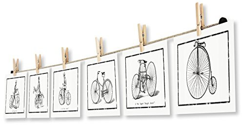 LeTOMA - Corde-Photos avec Pinces à Linge - 80 cm de Corde en Chanvre Naturel et 7 Crochets en Bois Naturel pour Mettre Vos Photos et Cartes Postales dans la lumière - Montage Rapide et Facile