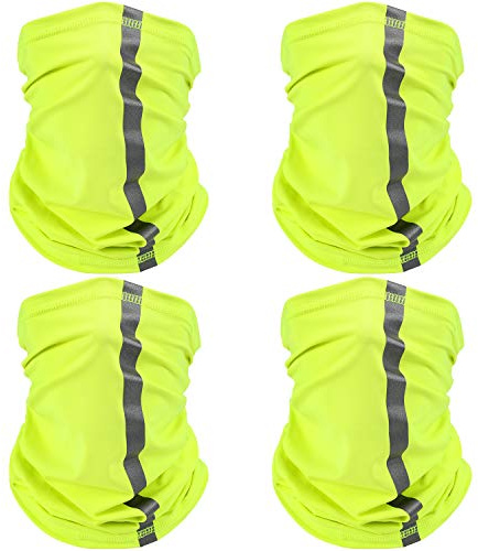 SATINIOR 4 Pcs Neck Gaiter Face Mask for Men, High Vis Yellow