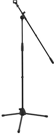 Soporte de micrófono con brazo World Rhythm WR-501 - Soporte de micrófono ajustable en altura con patas de trípode y clip de micrófono ideal para cantantes, audífonos, tambores, estudios
