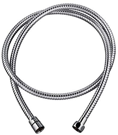 Wirquin 60724906 Flexible de douche Stretch extensible inox chromé 1m50 à 2m, double agrafage, haute résistance, compatible toutes douchettes