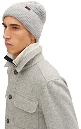 TOM TAILOR Herren Beanie Mütze 1032846, 30193 - Ordinary Grey Melange, ONESIZE