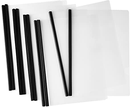 JOERSH 10Pcs Clear Report Covers with Sliding Bar, Plastic Binder Paper Protector, Report Folders with Clear Cover for Resume Portfolio Presentation File Documents, Black