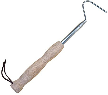 BOVONVON 139,7 cm faltbarer Schlangenhaken, stabiler Edelstahlhaken, Werkzeughaken, Teleskopstangen mit 2 Rillen, nicht drehbar, größerer Holzgriff, einfacher zu bedienen und sicherer