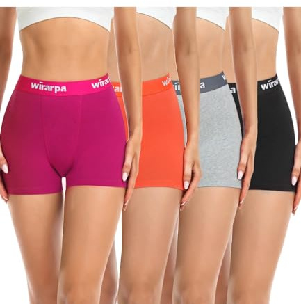 wirarpa Boxer Femme Coton Shorty Anti Frottement Shorts Caleçons Femmes 3'' Inseam Lot de 4 Multicolor Taille S