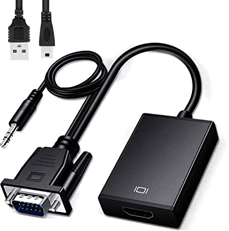 Beigemo Adattatore da VGA a HDMI con Audio 1080P 60Hz, Convertitore Compatibile con vari Dispositivi come Laptop, PC, Proiettori, Monitor, TV Box, ecc
