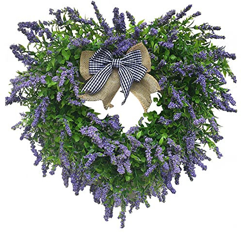 Türkranz Frühling Simulations Lavendel Blumenkranz Deko Herzform Valentinstag Kranz Deko Türkranz Ganzjährig Personalisiert Willkommenskranz Deko Girlande Festliche Deko Girlanden (Grün, 42cm)