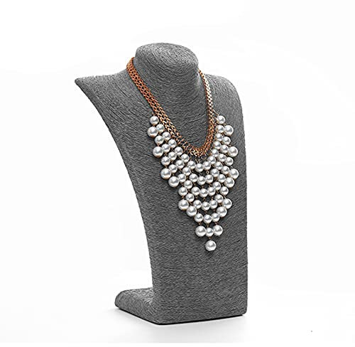 IXART Schmuckständer Halskette Display Büste, Seil Büste Schmuckhalter Halskette Ständer Display Schmuckhalter Organizer Halskette Display Ständer Schmuckhalter (Farbe: Gris, Größe: 19 cm)