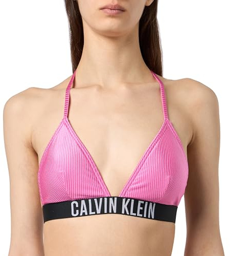 Calvin Klein Top Bikini Donna Triangel a Costine, Rosa (Bold Pink), M