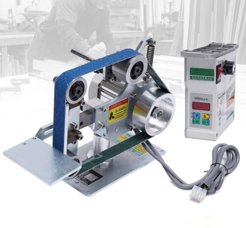 Lijadora de banda con 2 bandas, abrasivas 550W lijadora, eléctrica para madera velocidad ajustable mini lijadoras de banda para metal con transportador