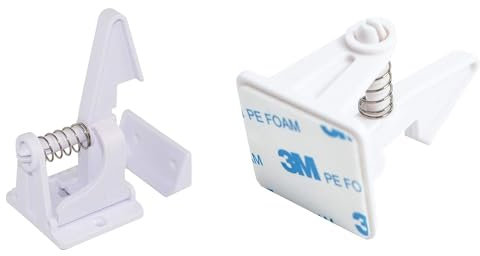 EWANTO 10x Kindersicherung Sicherheitsschloss unsichtbar mit 3M Klebeband Weiß für Kinder selbstklebend Schranksicherung Schubladensicherung Kleinkind Baby