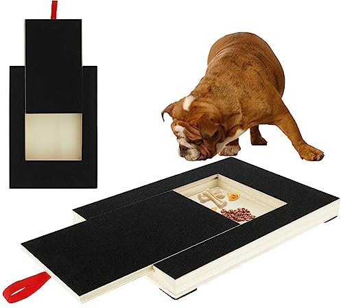 Kratzbrett für Hunde mit Leckerli Box 35x25x3cm, Hunde Kratzbrett für Nägel, Stressfrei Kratzbrett für Hundekrallen, Sandpapierbrett Scratch Board Dog, Alternative zum Nagelknipser für Hunde (A)