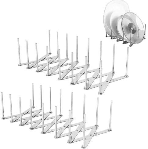 Pasdrucn Verstellbarer Edelstahl Topfdeckelhalter, Tellerhalter, Rippchenhalter Grill, Deckelhalter Rippchenhalter Aus Edelstahl, Tellerständer, Topfdeckel Organizer, Spareribs Halter Grill (L)