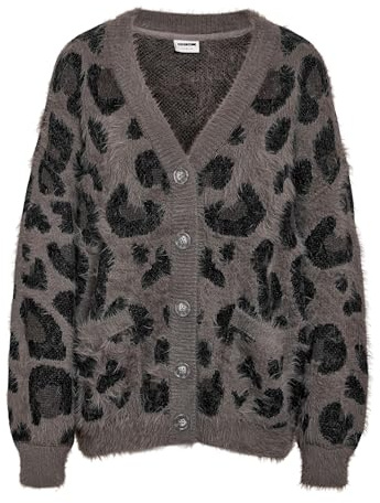 NOISY MAY Nmflynn L/S - Cárdigan de Punto con Cuello en V para Mujer, Gris, XS