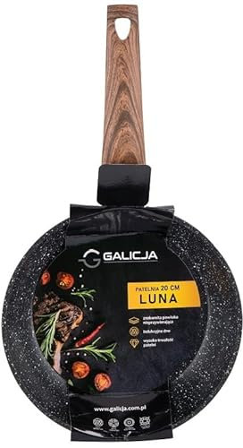 GALICJA Bratpfanne 20cm Antihaftbeschichtung Schwarz mit holzähnlichem Griff - Stilvolle und langlebige Pfanne